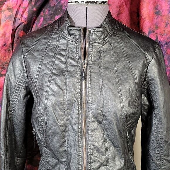 Jou Jou Juniors' Vegan Leather Jacket Sz S - Picture 6 of 13